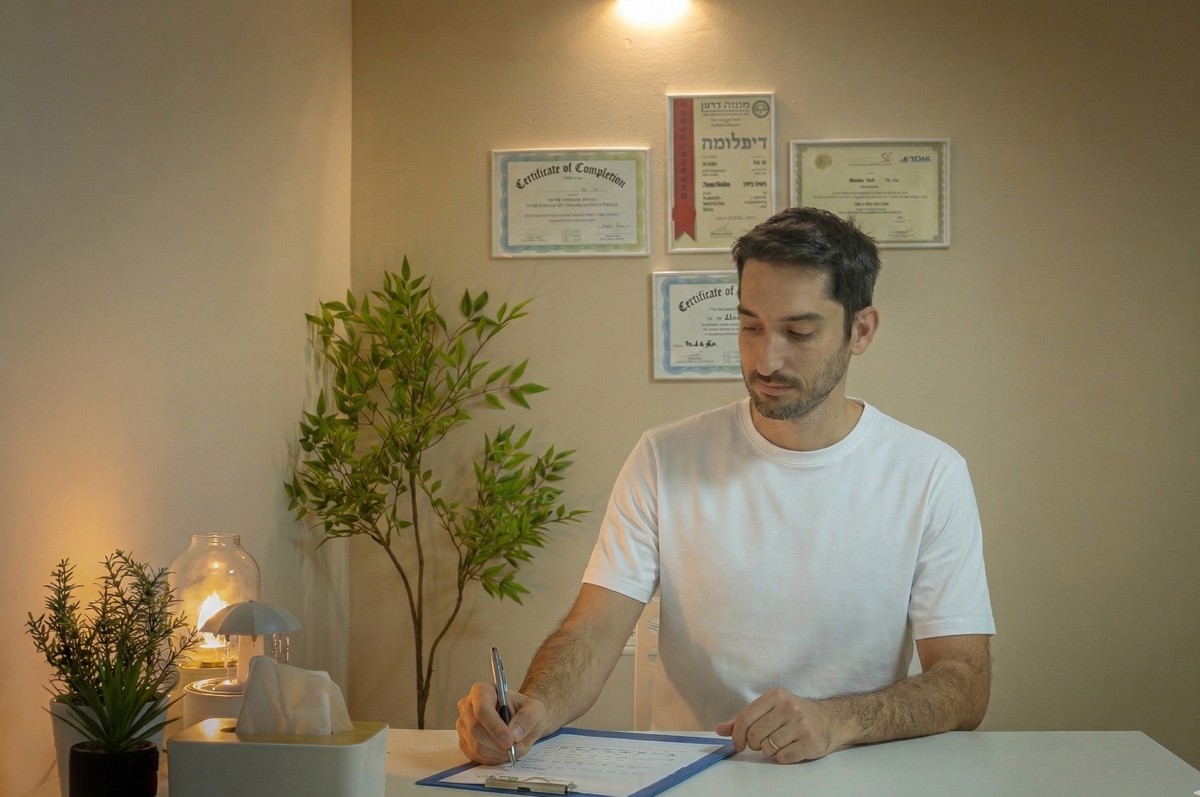 חדר ייעוץ ואבחון בקליניקה לרפואה סינית - עדי שלו